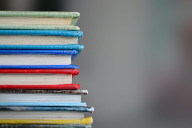 stack of school books